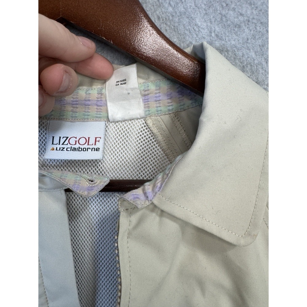 VTG LizGolf Liz Claiborne Tan Pullover Golf Windbreaker Jacket Rain‎ Coat Sz L - Picture 7 of 16